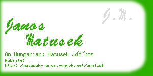 janos matusek business card
